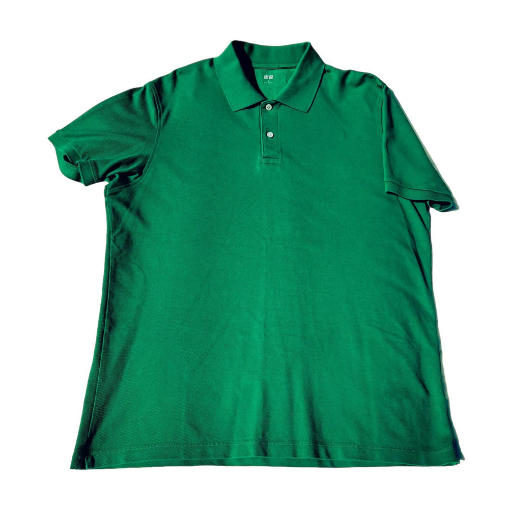 Uniqlo Polo Shirt Mens Size XL Green Short Sleeves Cotton Blend Pullover Casual